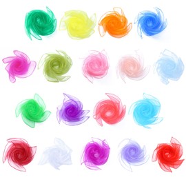 Embhlitfe Pack of 18 Juggling Cloths, Silk Scarves for Dancing, 70 x 70 cm, Colourful Chiffon Cloths, Colourful Cloths for Nursery, Children's Show & Adults, Sensory Juggling, Dancing Accessories