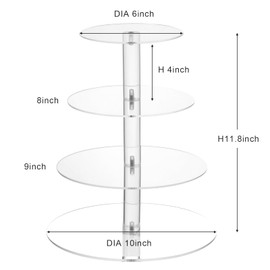wutfuooo 2 Pack Cupcake Stand, 4 Tier Round Acrylic Cupcake Display Stand Holder, Clear Dessert Pastry Tower for Wedding, Birthday, Theme Party, Baby Shower