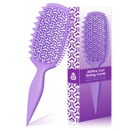 Curly Hair Brush – Dual-Sided Detangling Comb with Hourglass Handle & TPEE Material, Defines Curls Wet & Dry, Suitable for All Hair Types, Women & Men (Purple)