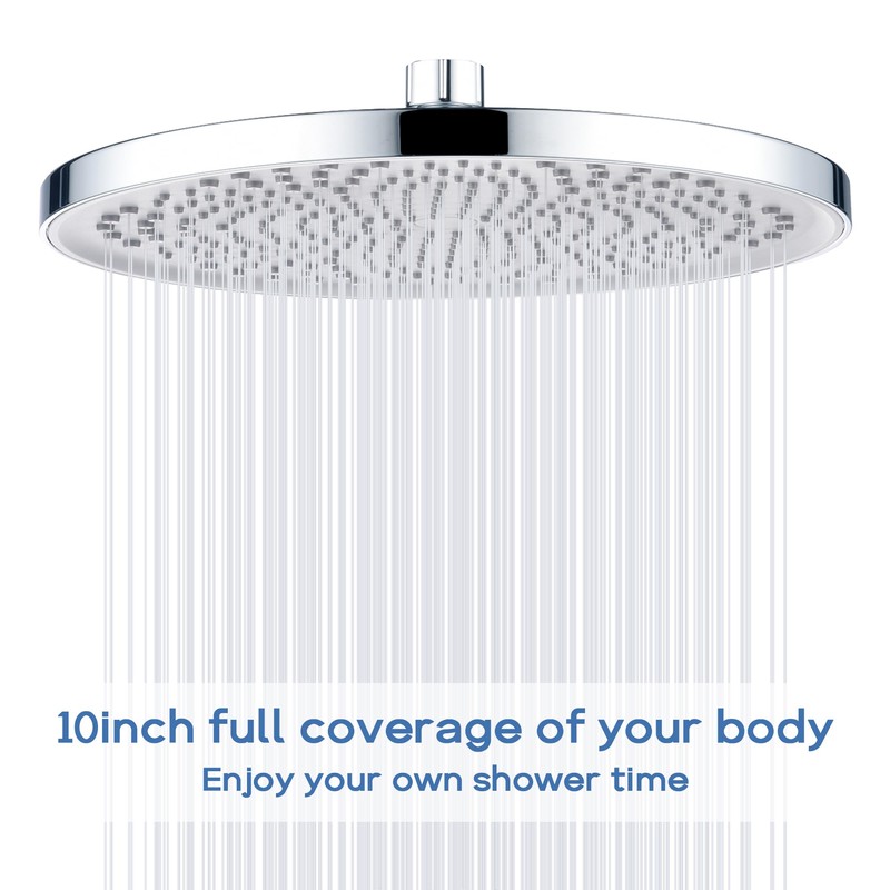 Rain Shower Head 10-Inch Rain Shower Head Overhead Replacement, Fixed