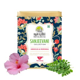 Iron Kettle Sanjeevani Collection | Anti-Oxidant | Hibiscus & Moringa | Herbal Green Tea with Hibiscus, Turmeric, Licorice, Moringa & Clove | 25 Tea bags