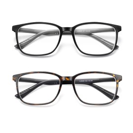SOCTICK 2 Pack Blue Light Blocking Reading Glasses Men,Anti Eyestrain Lens Lightweight Frame Eyeglasses, Large Wide Readers for Men(+0.75)