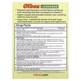 Olbas Lozenges Black Currant, Sugar Free w/ Vitamin C - 3 Packs of 24 each