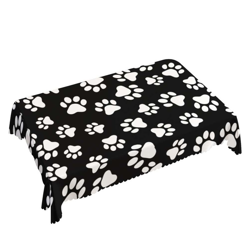Walmsco Tablecloth Black White dog Paw Decor For Dining Room