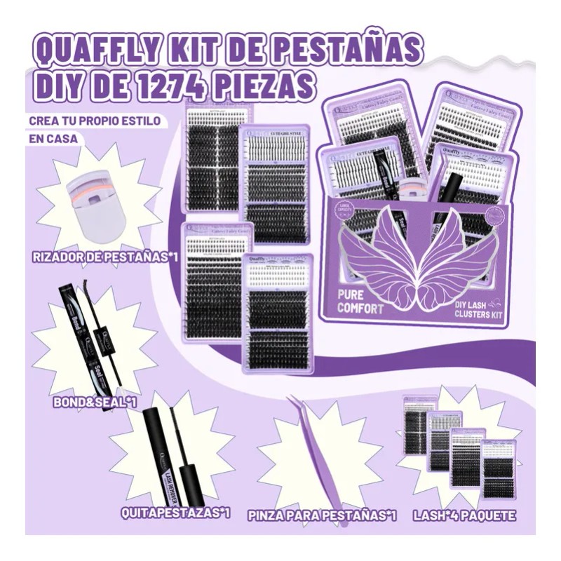 Kit De Extensiones De Pestañas De Alta Capacidad,1274 Pcs