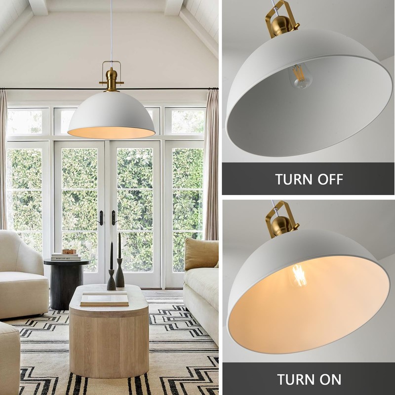 ALAISLYC 12 Inch Sandy White Farmhouse Pendant Lights Pendant Lights