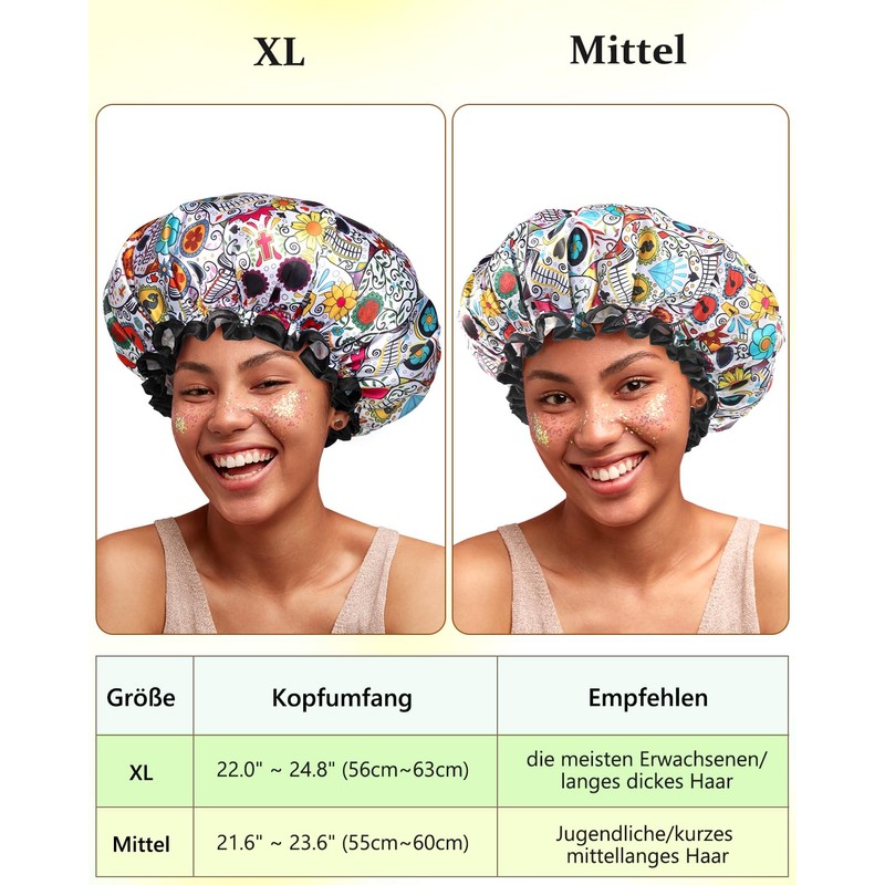 mikimini Shower Cap for Long Hair, Waterproof XL