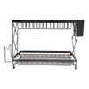 ILWorkTLs 2 Tier Dish Drying Rack with Drainboard,Wine Glass Holder,Cutting