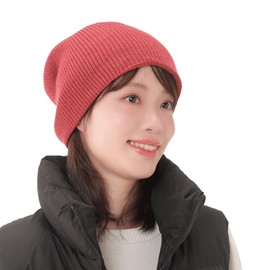 Beisia Knit Hat, Women's, Knit Hat, Beisia Knit Hat, For Cold Protection, Cold Protection, Ribbing, Warm, Fluffy, Fashionable, Cold Protection, Loose, Outdoor, Winter, Stylish, Cute, red