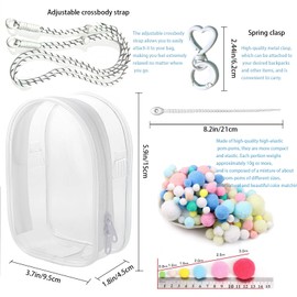 nuvloko Clear Doll Case with Keychain and Adjustable Strap, Waterproof Crossbody Bag for Blind Box Collectibles - Dustproof PVC Display Cover (Transparent, 6.9inch/17.5cm)