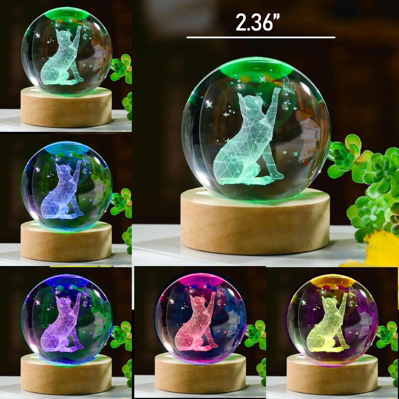 Cat Gifts for Women Crystal Ball