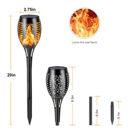 Solar Torch Lights, Solar Lights Outdoor with Flickering Flame,Waterproof Solar Garden Lights Flame Torches for Outside Patio Pathway Yard Decorations-1Pack