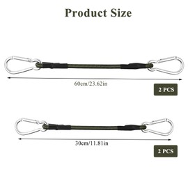 Tension Elastic Straps with Carabiner, Pack of 4 Expander with Carabiner Hook, 30 and 60 cm Luggage Tensioner, Rubber Tensioner, Extra Strong Tie Down Straps with Hooks for Luggage, Camping, Travel