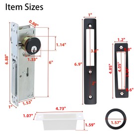 LC LICTOP Storefront Door Lock 31/32" or 1-1/8" Backset, Commercial Mortise Lock, Double Brass Cylinder Deadbolt with Brass Keys for Sliding Door Aluminum Shop Doors, Black