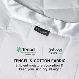 Beautyrest Tencel™ Lyocell/Cotton Blend Blanket, Breathable RDS White Down Blanket, 650 Fill Power Oversized Blanket, Light Warmth Bed Blanket with Silky Flange Binding