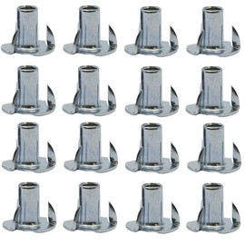 1/4"-20 Zinc Plated T-Nuts Threaded Bolt Sleeves 4 Prong Tee Nuts (12)