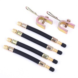 4 Pieces 140 mm Flexible Rubber Tyre Valve Extension + 2 Pieces Clamps Tyre Valve Extender for Truck Bus RV Car Wheel Tyre Transit Adapter