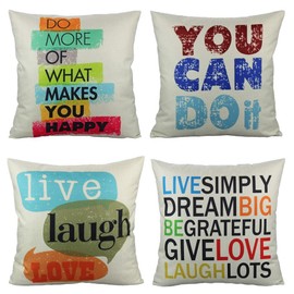 VAKADO Classroom Pillows Inspirational with Quotes for Kids Reading Corner Must Have Throw Pillows Fun Saying Words Letters 16x16 Inch Set of 4 Home Bedroom Decor Cushion Cases Office Furniture