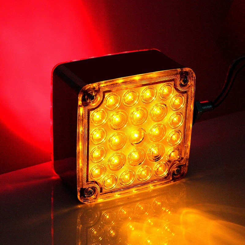LBRST Red+AmberSquare 52 Led Double-Face Pedestal Fender Light LED Stop