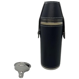 Giggle Golf 8 oz Flask Gift Set with 4 Shot Glasses & Funnel – Stainless Steel Golf Flask with PU Leather – Fun Tournament Tee Prize or Golf Gift (Black)