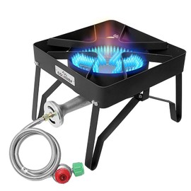COOKAMP Stainless Steel Burner Propane Stove, 200,000BTU High Pressure Outdoor Propane Burner Cooker, 15.5"Heavy Duty Gas Burners for Outdoor Cooking For Turkey Fry, Seafood Boil, Homebrewing （SS1250）