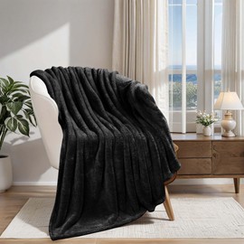 Superior Classic Solid Fleece Blanket, Thick, Cozy, Warm Blankets, Velvety Soft Plush Bedding and Sofa Throw, Cute Bedroom Decor, Fuzzy Cover, Medium Weight Comfort Essentials, Throw XL, Black