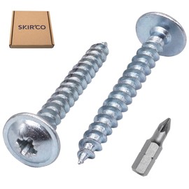 SKIR'CO (Pack of 80) Galvanised Steel 5.0 x 40mm Silver Wood Screws Metal Screws Wafer Head Pozi Self Tapping
