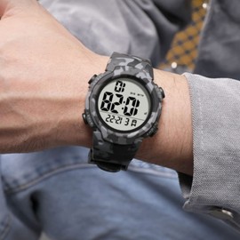 Tbest Men's Digital Sports Watch, Digital Display, Electronic Watch, Waterproof Multifunction Military Watches, Night Light, Sports Watch