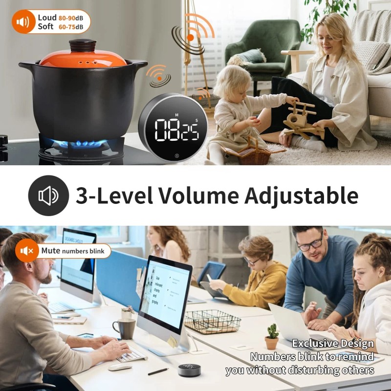 VOCOO Digital Kitchen Timer - Magnetic Countdown Countup Timer with