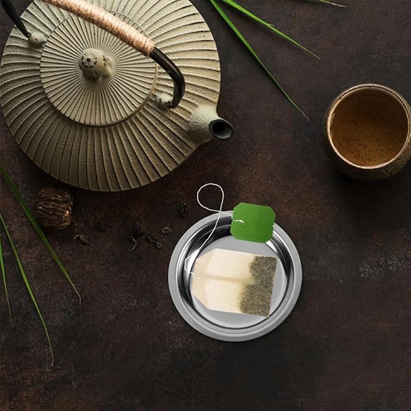 Stainless Steel Tea Bag Coasters, Round Mini Tray for Tea