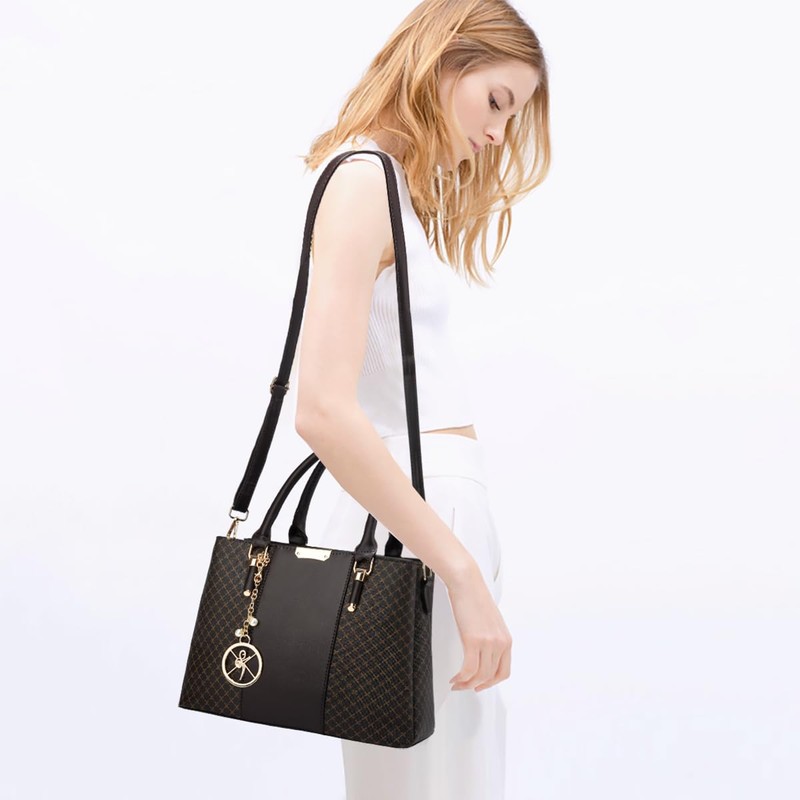 Purse and Handbags for Women, 3 Zip Compartments Tote Bag