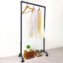 MBQQ Industrial Pipe Clothing Rack,29.9in Length Vintage Commercial Grade Pipe Clothes Racks,Rolling Rack for Hanging Clothes Retail Display,Heavy Duty Steampunk Iron Garment Racks,Black