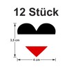 Generisch Pack of 12 Stickers German Empire Heart Weatherproof and