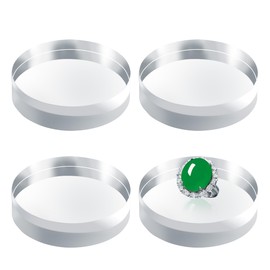 VELATYVIO 4 Pcs Diameter 4 Inches Acrylic cubes for display Polished clear round display block Acrylic risers display base stands for Ring Jewelry and Other Items Holder Base