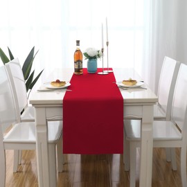 DUALIFE 2 Pack Table Runner 14 x 108 Inch Long Table Cloth Table Runners for Wedding Engagement Banquet Graduations Birthday Party Decorations, Red