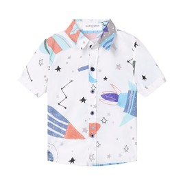 Mud Kingdom Big Boys Hawaiian Shirts Button Down Short Sleeve Fashion Summer Universe Planet Size 10