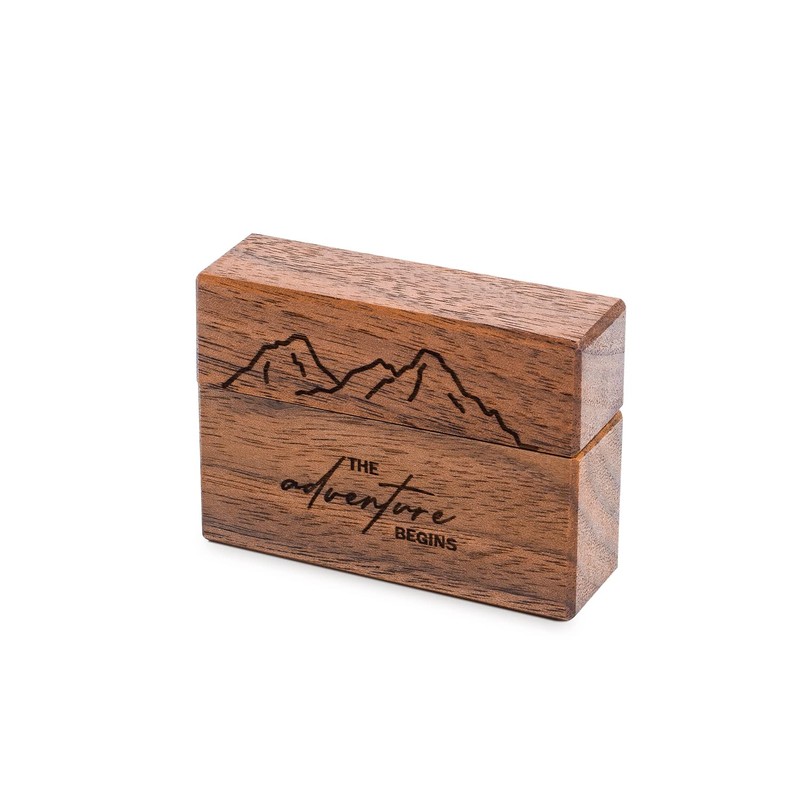 Wislist Wooden Engagement Ring Box Small Slim Flat Ring Case