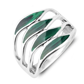 AeraVida Amazing Waves Myriad of Green Malachite Stone Sterling Silver Ring | Sterling Silver Rings Sizes (9)
