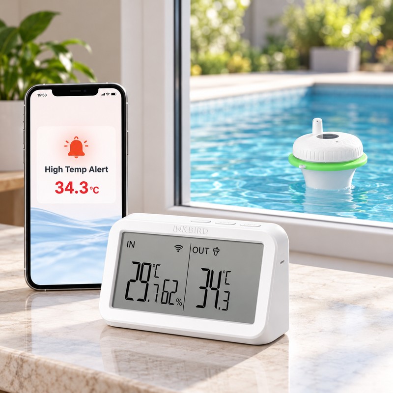 INKBIRD 2nd Gen Wireless Pool Thermometer with IBS-M2 WiFi Gateway,