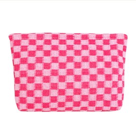 Makeup Bag for Women,Large Cosmetic Organizer Pouch Cute Make up Bag Portable Travel Toiletry Bag Girls Zipper Waterproof Storage Bags,Checkerboard Pink
