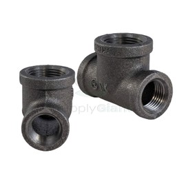 Everflow Supplies BMBT0121 Black Malleable Bull Head Tee Fitting with Female Threaded Connections, 1/2" x 1/2" x 1"