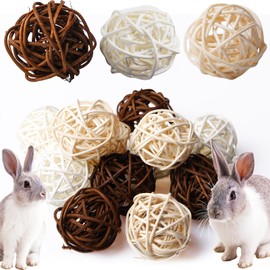 24 Stück Kaubälle, 4cm Hasen Natürliche Kaubälle, Kleintiere Kauspielzeug aus Weidenball, Drei Farben, Molar Holzspielzeug, Kaubälle für die Zahnpflege, Heu Ball für Kaninchen Chinchilla Hamster