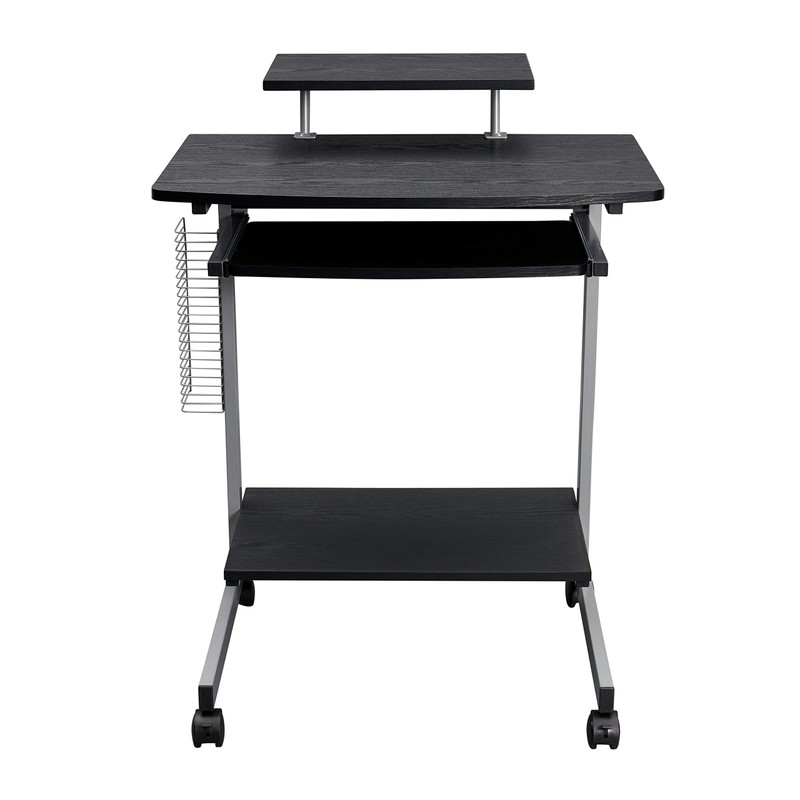 Rolling Mobile Computer Desk/Cart with Storage Shelves, Rolling Working Station