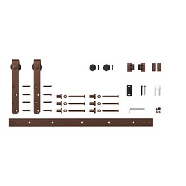 Architectural Products 48" Mini Barn Door Hardware Kits for Single Cabinet Doors. Classic Strap Design in Oil Rubbed Bronze FSDH-STRAPKIT-OB-4 trimmable Down to 43"