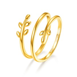 FOREVER QUEEN 925 Sterling Silver Leaf Ring Adjustable Braided Wrap Wave Stacking Promise Statement Cocktail Party Ring for Women