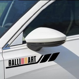 Mitsubishi RALLI ART Sticker Body Fender Door Side Glass Side Skirt Emblem Waterproof Heat Resistant Hide Scratch Improve Appearance Cool (Black)