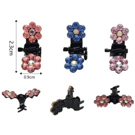 Brateuanoii Pack of 32 Mini Rhinestone Hair Clips, Mini Metal Hair Pin, Plum Diamond Hair Clips, Suitable for Girls, Women, Hair Accessories, Wedding, Prom, Headpiece, 8 Colours