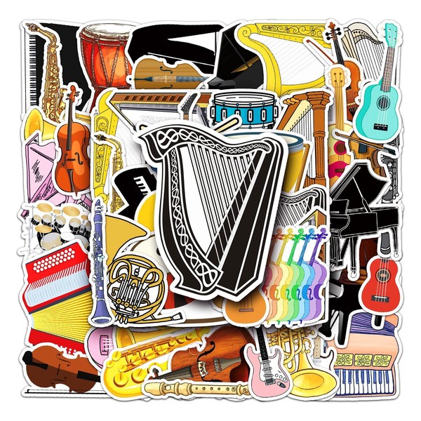 Pack of 50 Instrument Stickers Pack Mixed Instruments Sticker Set