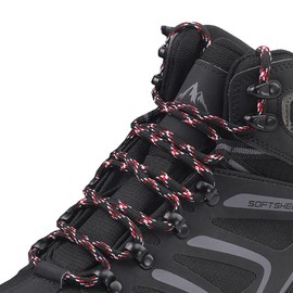 CCSOFTIME 1 Pair Strong Work Boot Laces,Heavy Duty Shoe Laces for Berghaus Hiking Walking Boot,Steel Toe Cap Bootlaces,4.5mm Thick Round ShoeLaces for Womens Mens Kids,Black/white/Red-090CM