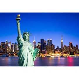 Xiaoterna 3 x 2 m Statue of Liberty Background New York City Landmark Night View Backdrop River Lights Skyscraper Photography Background Children Adults Portrait Photo Props